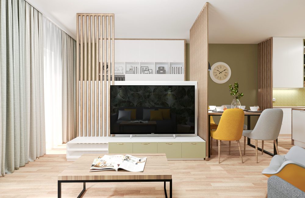 Projekt wnętrz mieszkania - Oliwkowy