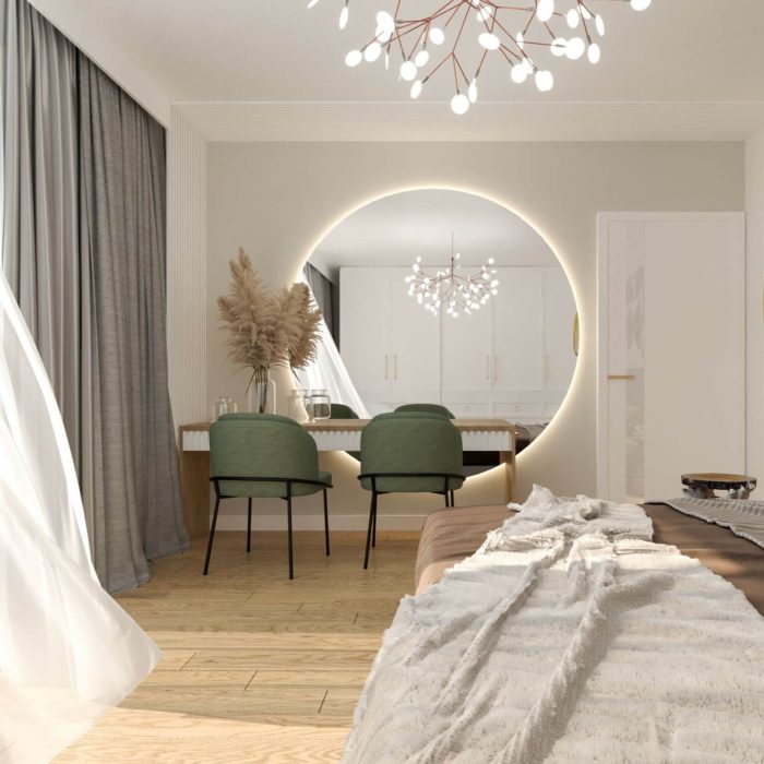 oferta koncepcyjny GACKOWSKA DESIGN apartament słoneczny sypialnia